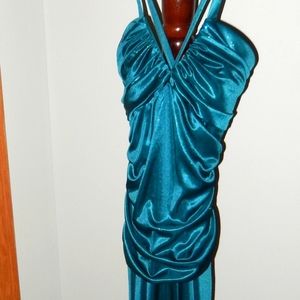 Turquoise satin tango dress